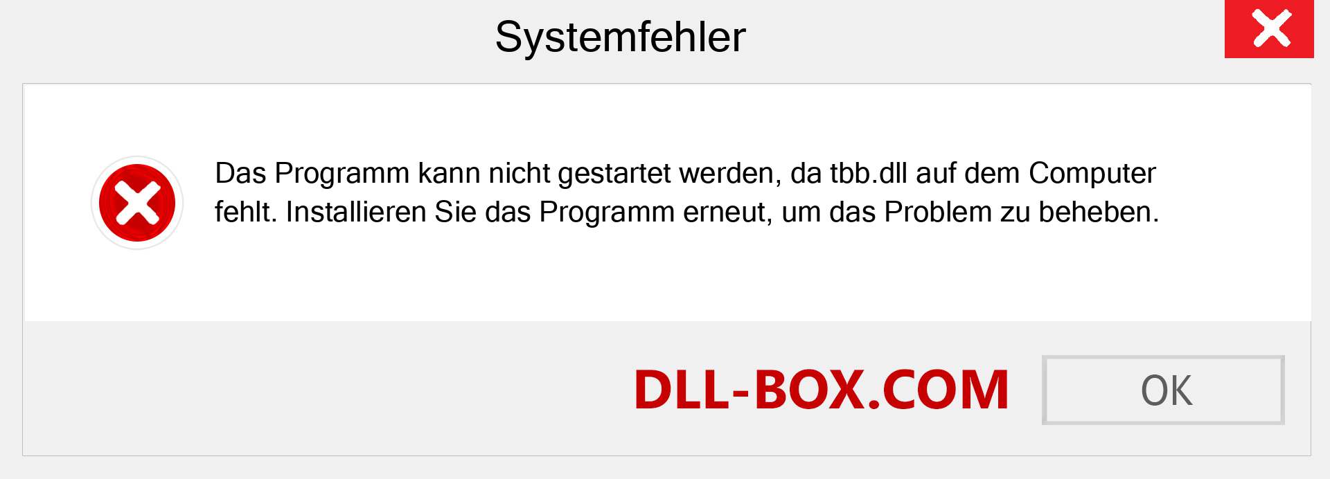 tbb.dll-Datei fehlt?. Download für Windows 7, 8, 10 - Fix tbb dll Missing Error unter Windows, Fotos, Bildern